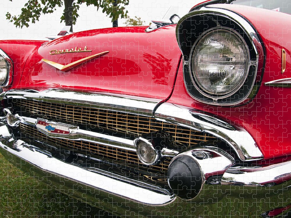 1957 Chevrolet Bel Air Jigsaw Puzzle featuring the photograph 1957 Chevy Bel Air Front End by Glenn Gordon