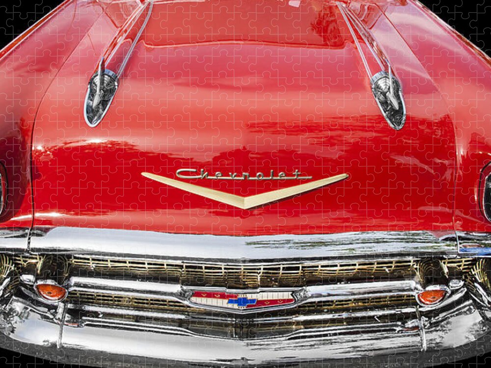 1957 Chevy Jigsaw Puzzle featuring the photograph 1957 Chevy Front End by Rich Franco