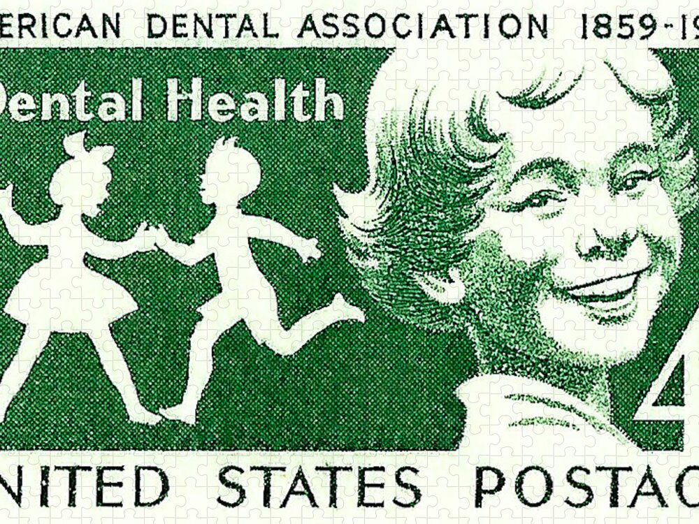 Postage Stamps Jigsaw Puzzle featuring the photograph 1959 Dental Health Postage Stamp by David Patterson
