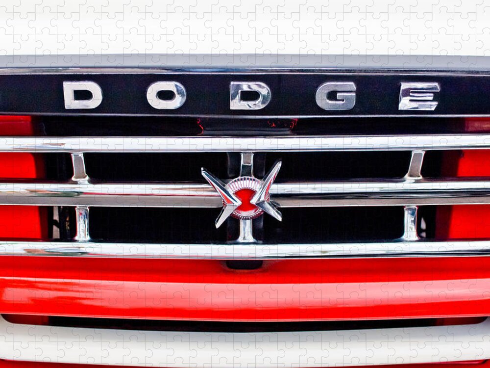 1960 Dodge Truck Emblem Jigsaw Puzzle featuring the photograph 1960 Dodge Truck Grille Emblem by Jill Reger