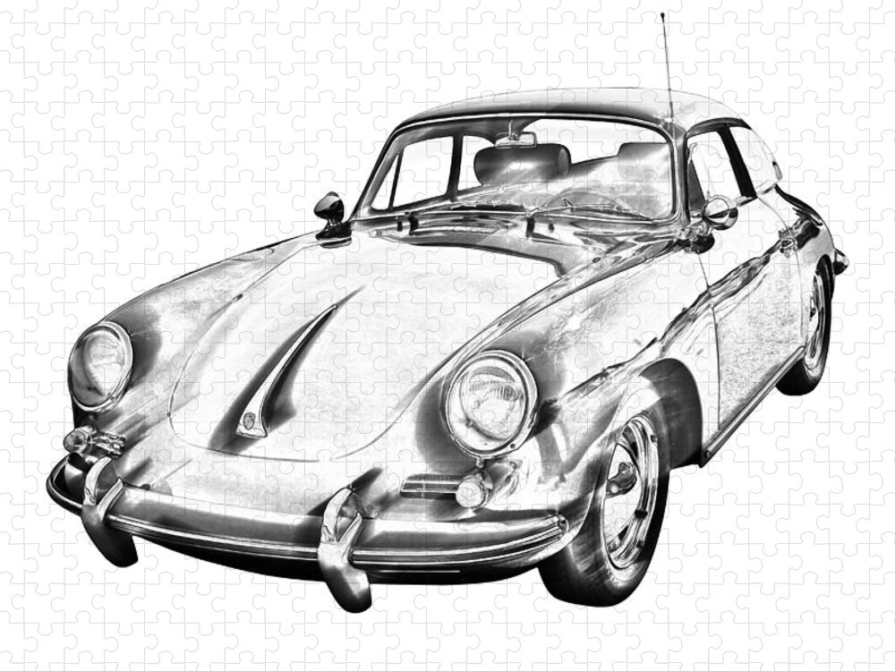 1962 Porsche 356e Jigsaw Puzzle featuring the photograph 1962 Porsche 356 E Illustration by Keith Webber Jr
