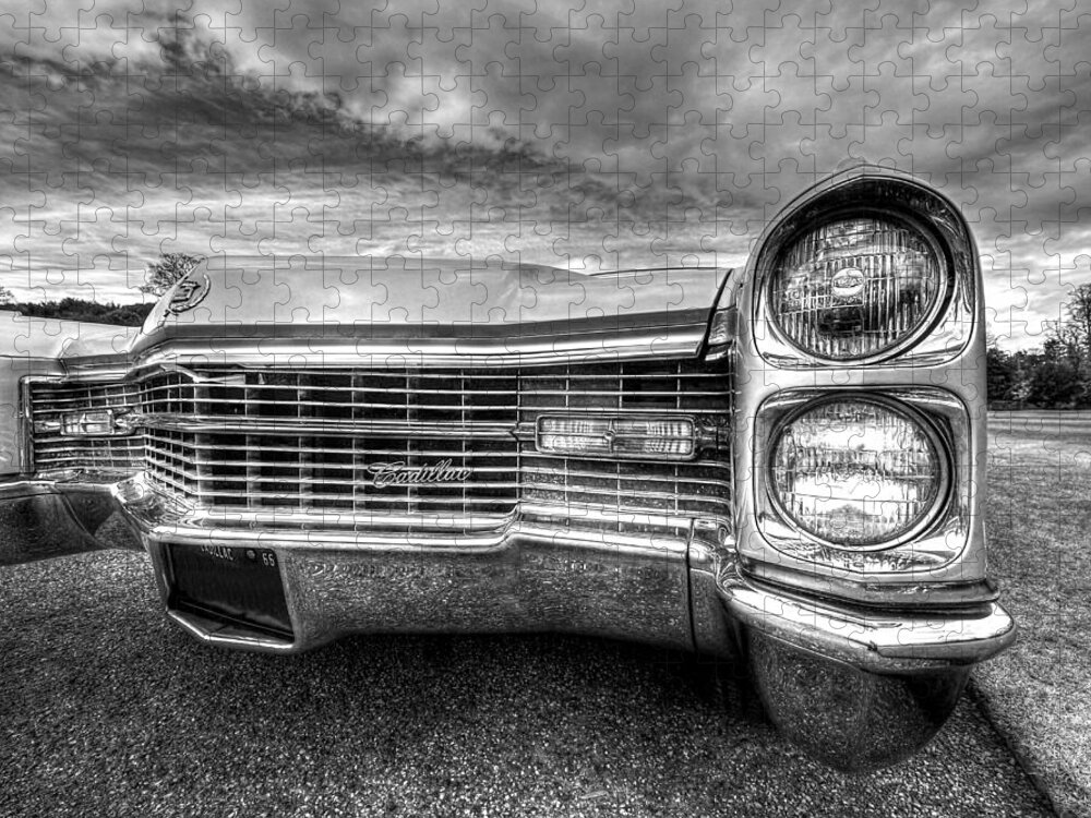 Cadillac Jigsaw Puzzle featuring the photograph 1966 Cadillac Grille and Headlights by Gill Billington