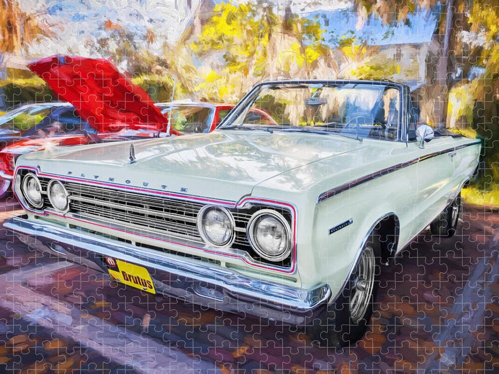 1967 Plymouth Jigsaw Puzzle featuring the photograph 1967 Plymouth Belevedere 2 Convertible Painted by Rich Franco