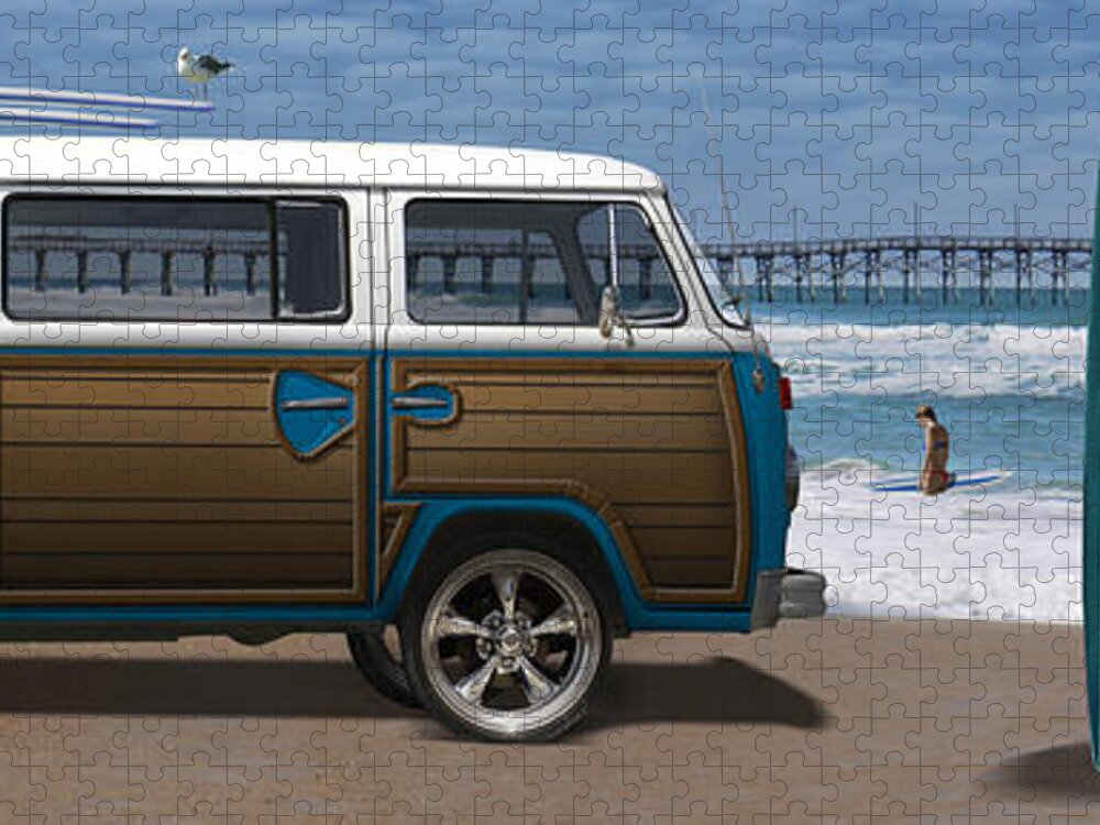 1970 Vw Bus Jigsaw Puzzle featuring the photograph 1970 VW Bus Woody by Mike McGlothlen