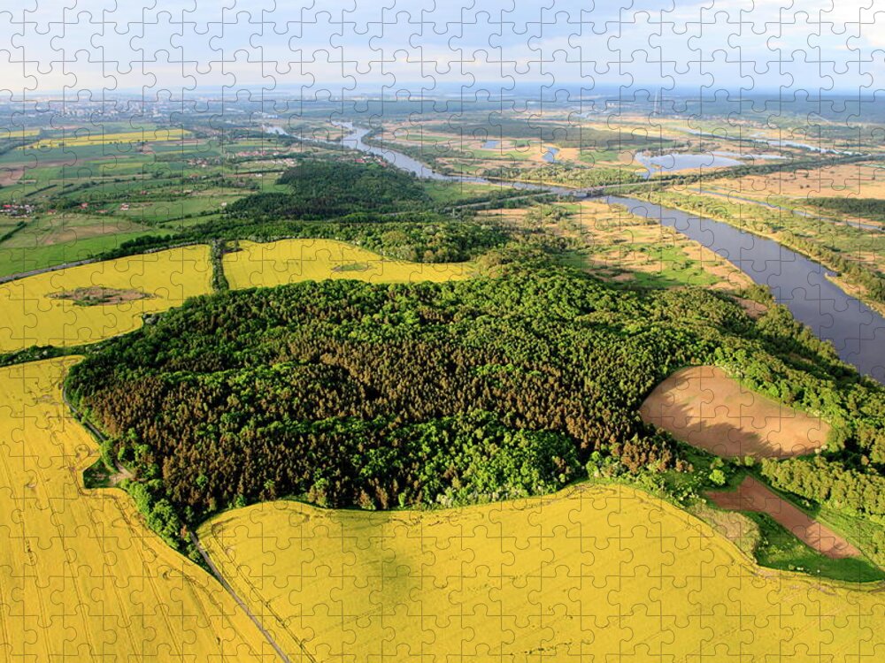 Grass Jigsaw Puzzle featuring the photograph Aerial Photo Of Farmland #2 by Dariuszpa