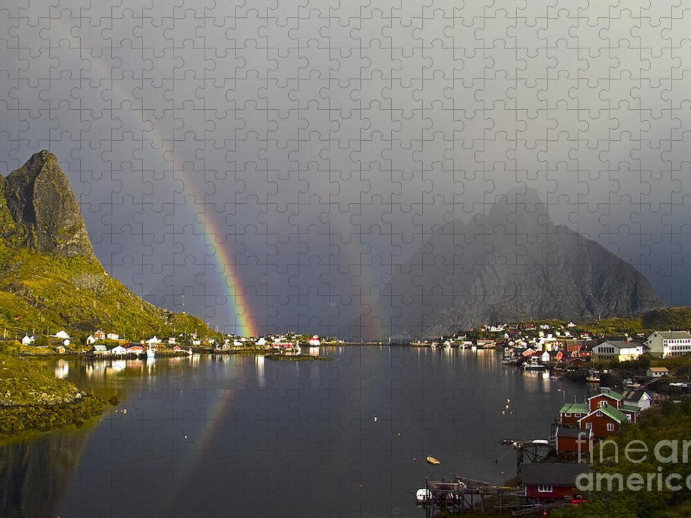 Village Jigsaw Puzzle featuring the photograph After the rain in Reine by Heiko Koehrer-Wagner