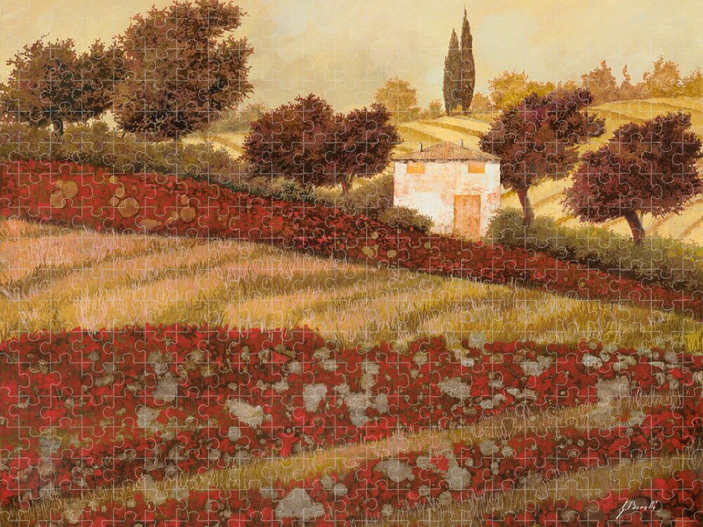 Tuscany Jigsaw Puzzle featuring the painting altri papaveri in Toscana #2 by Guido Borelli