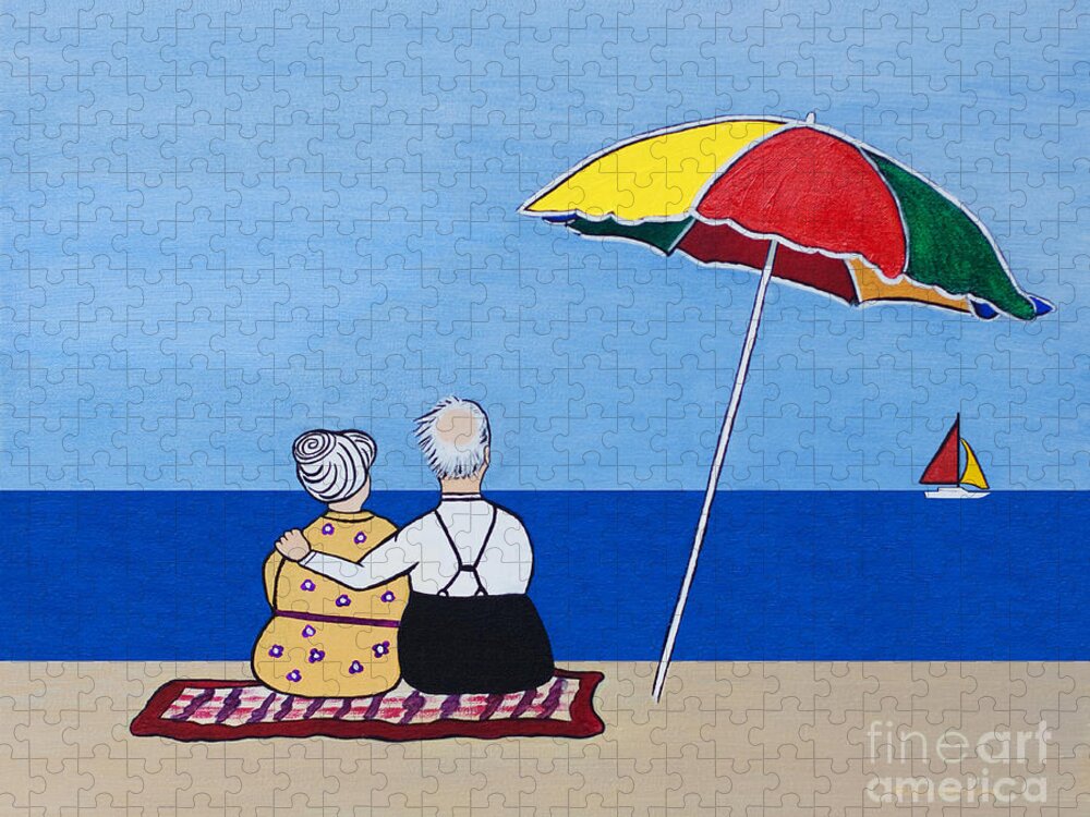 Couple Jigsaw Puzzle featuring the painting Always Together by Barbara McMahon