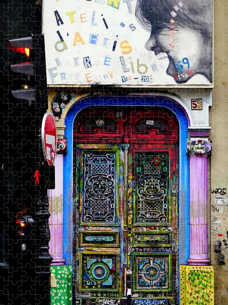 Paris Jigsaw Puzzle featuring the photograph Artistic Door In Paris France #3 by Rick Rosenshein