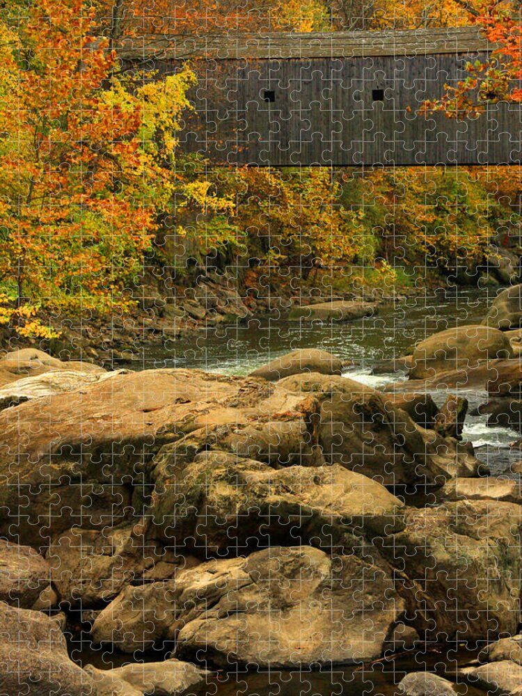 Autumn Jigsaw Puzzle featuring the photograph Autumn at Bulls Bridge by Karol Livote
