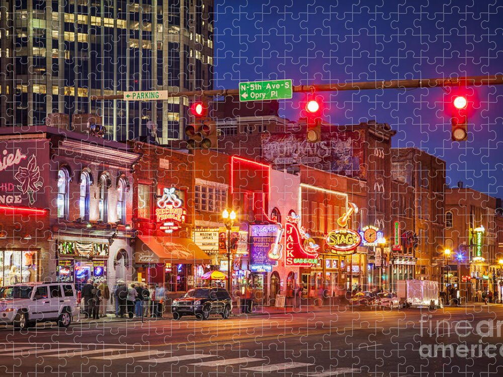 Nashville Jigsaw Puzzle featuring the photograph Broadway Street Nashville Tennessee by Brian Jannsen