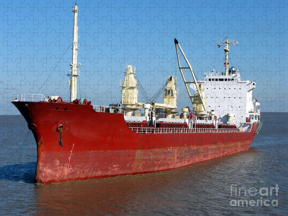 Ship Jigsaw Puzzle featuring the photograph Cargo Ship #2 by Olivier Le Queinec