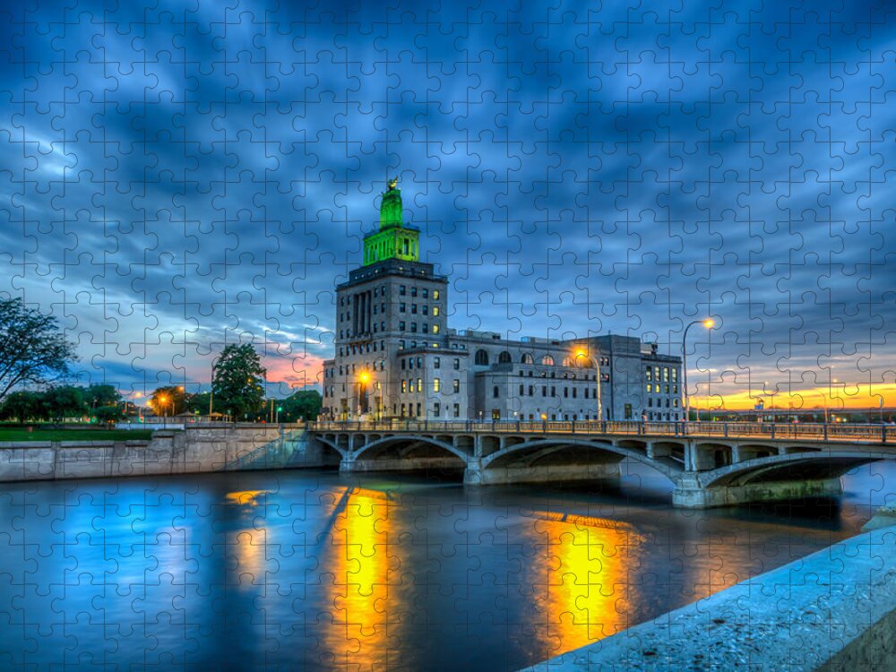 Cedar Rapids Jigsaw Puzzle featuring the photograph Cedar Rapids Mays Island at Sunset #2 by Anthony Doudt