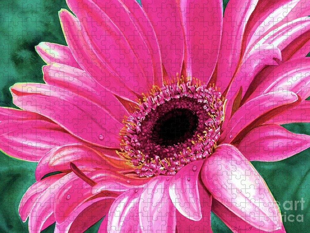 Flower Jigsaw Puzzle featuring the painting Christy's Daisy by Barbara Jewell