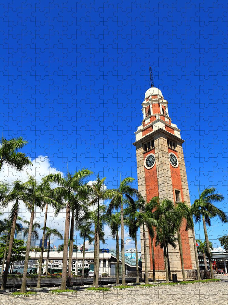 Chinese Culture Jigsaw Puzzle featuring the photograph Clock Tower In Kowloon , Hong Kong #2 by Ngkaki