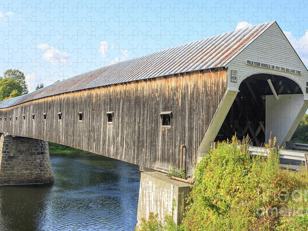 Vermont Jigsaw Puzzle featuring the photograph Cornish-Windsor Covered Bridge III by Edward Fielding