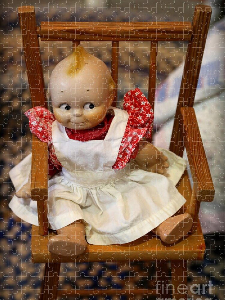 Doll Jigsaw Puzzle featuring the photograph Kewpie Doll in Antique Chair by Carol Groenen