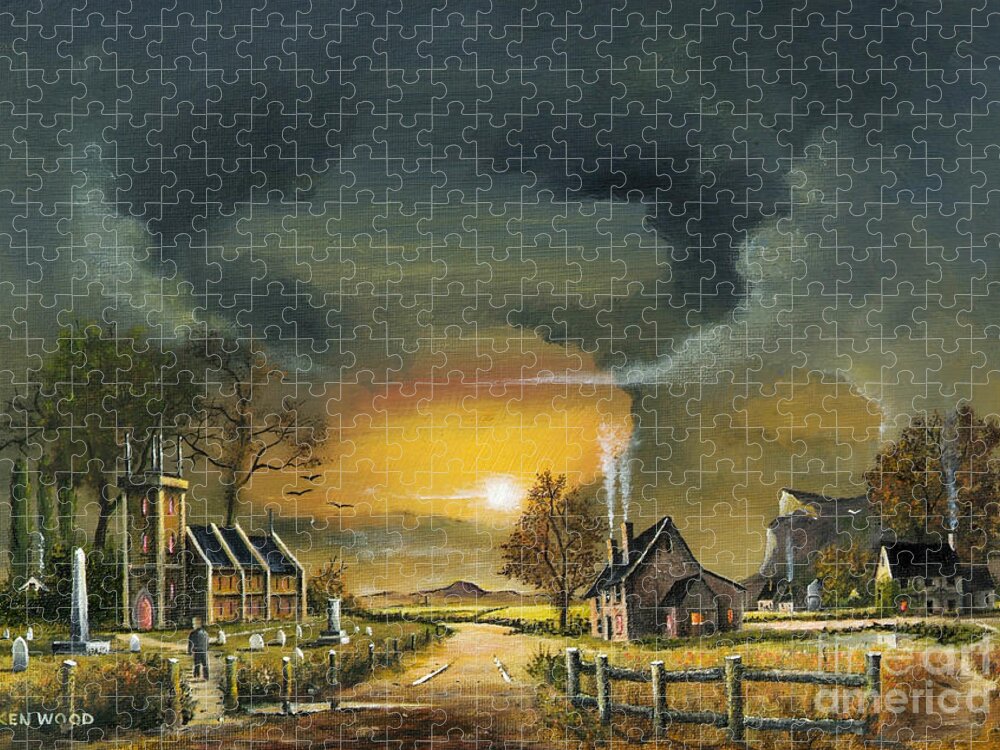 Countryside Jigsaw Puzzle featuring the painting End Of The Day - Old England by Ken Wood
