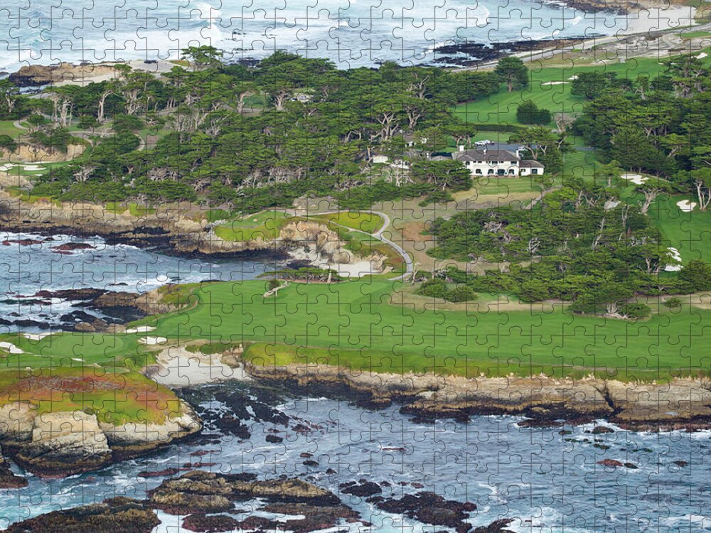 Photography Jigsaw Puzzle featuring the photograph Golf Course On An Island, Pebble Beach #2 by Panoramic Images