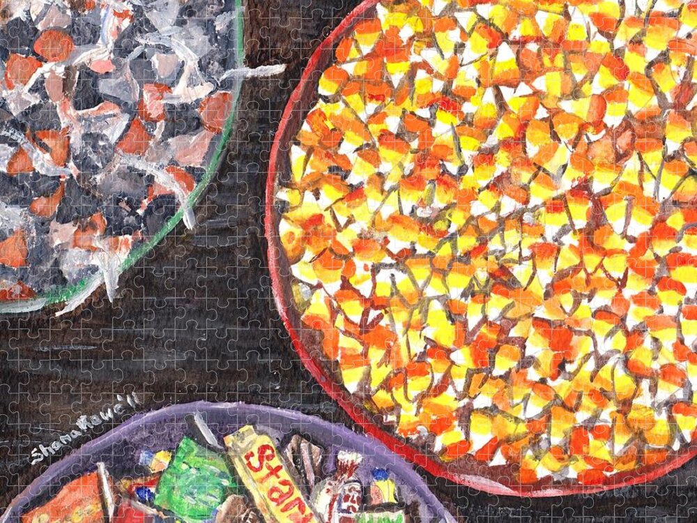 Halloween Jigsaw Puzzle featuring the painting Halloween Candy by Shana Rowe Jackson