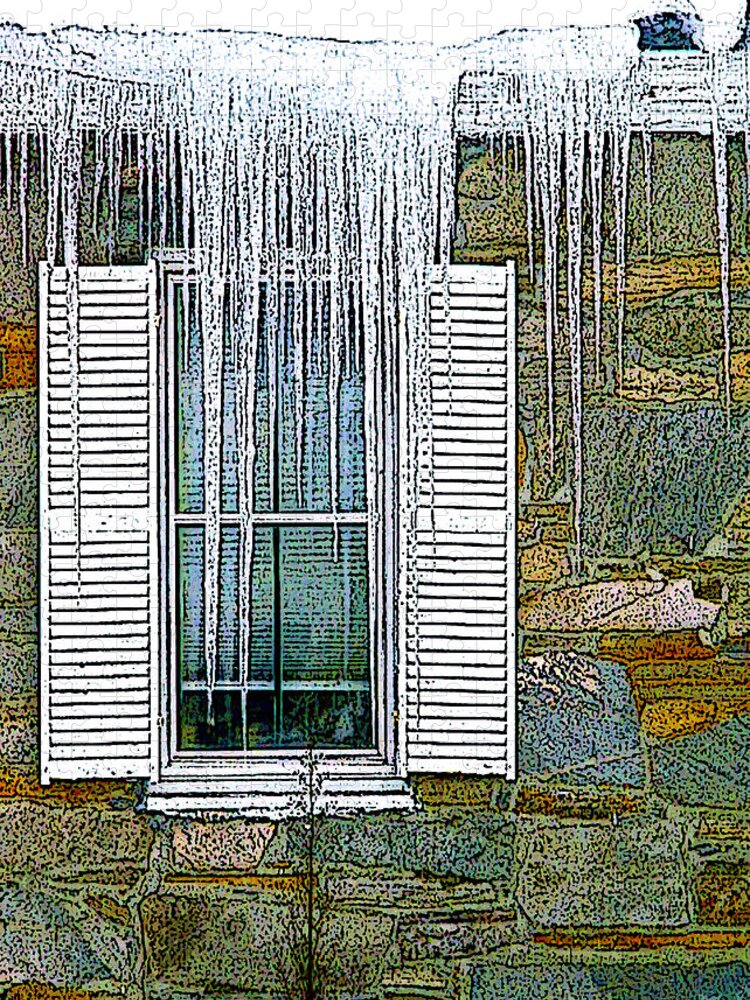Window Jigsaw Puzzle featuring the digital art Ice By the Window by Nancy Griswold