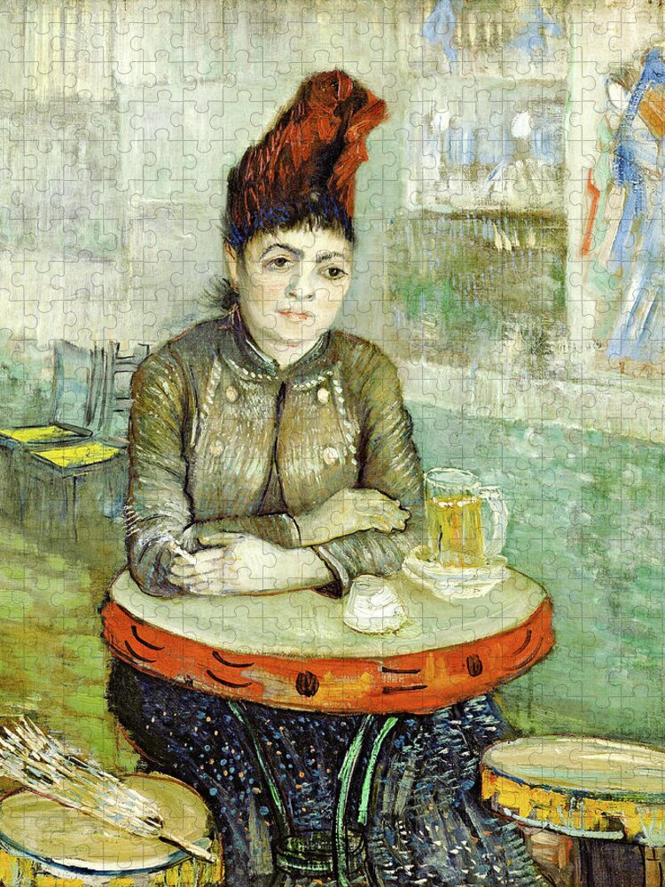 Vincent Van Gogh Jigsaw Puzzle featuring the painting In the cafe. Agostina Segatori in Le tambourin #7 by Vincent van Gogh