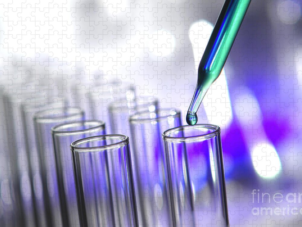 Test Jigsaw Puzzle featuring the photograph Laboratory Test Tubes in Science Research Lab #2 by Science Research Lab
