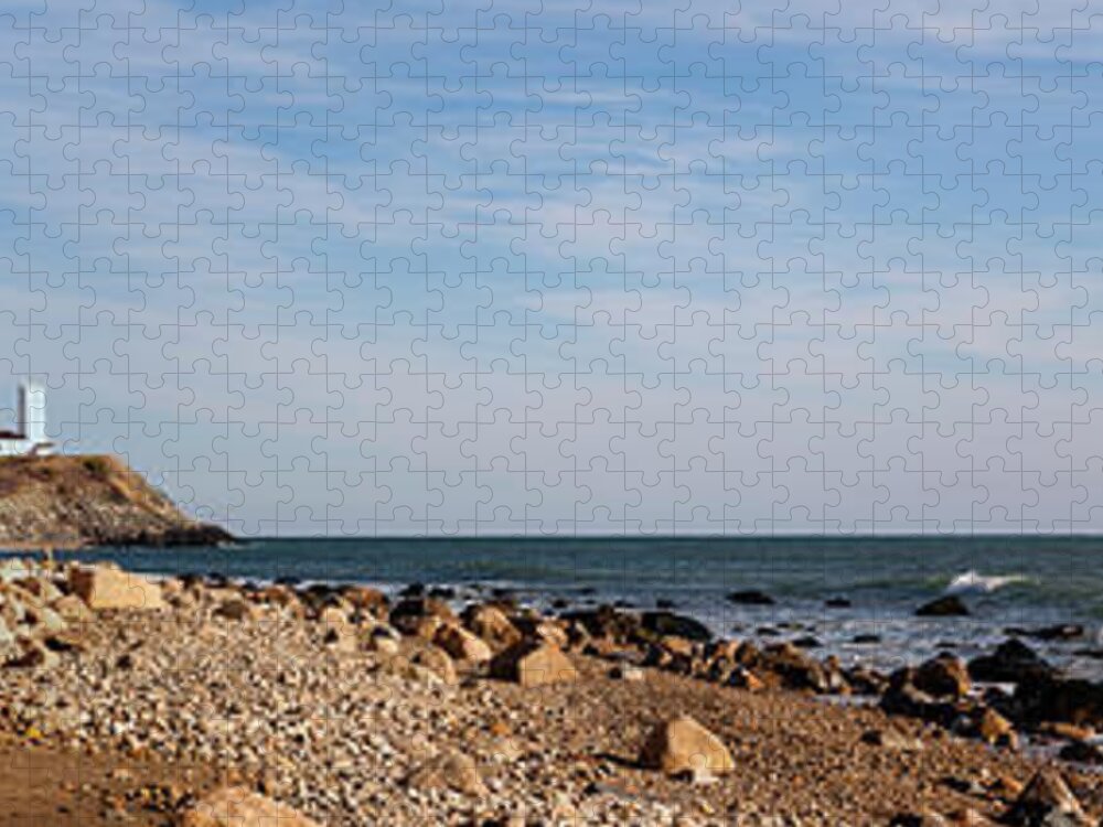 Scenics Jigsaw Puzzle featuring the photograph Lighthouse At Montauk Point, Long #2 by Alex Potemkin