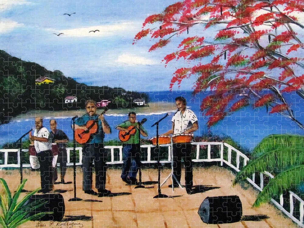 Musicos Jigsaw Puzzle featuring the painting Los Musicos by Luis F Rodriguez