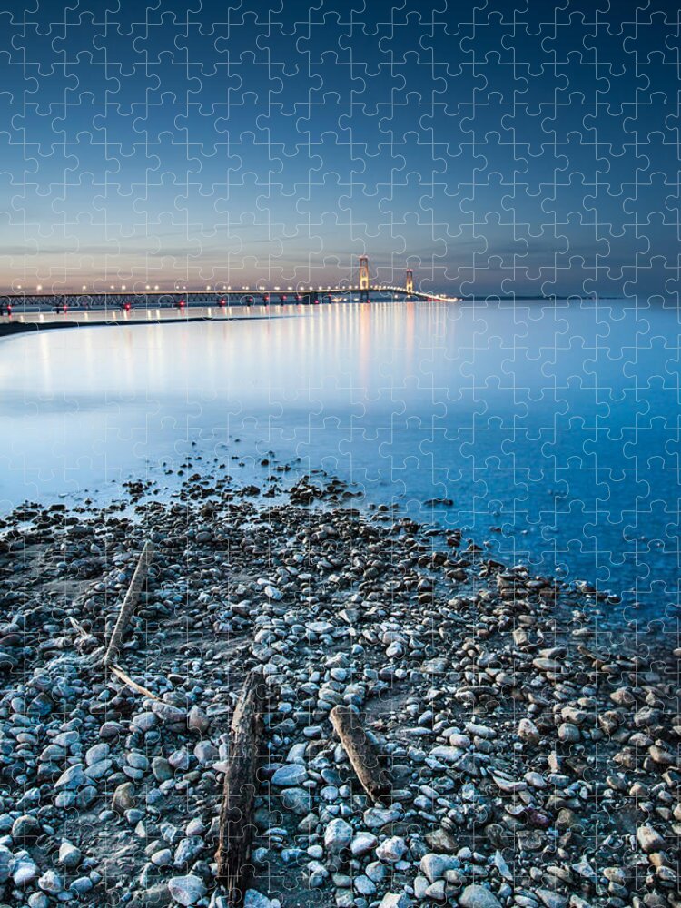 Michigan Jigsaw Puzzle featuring the photograph Mackinac Bridge #2 by Larry Carr