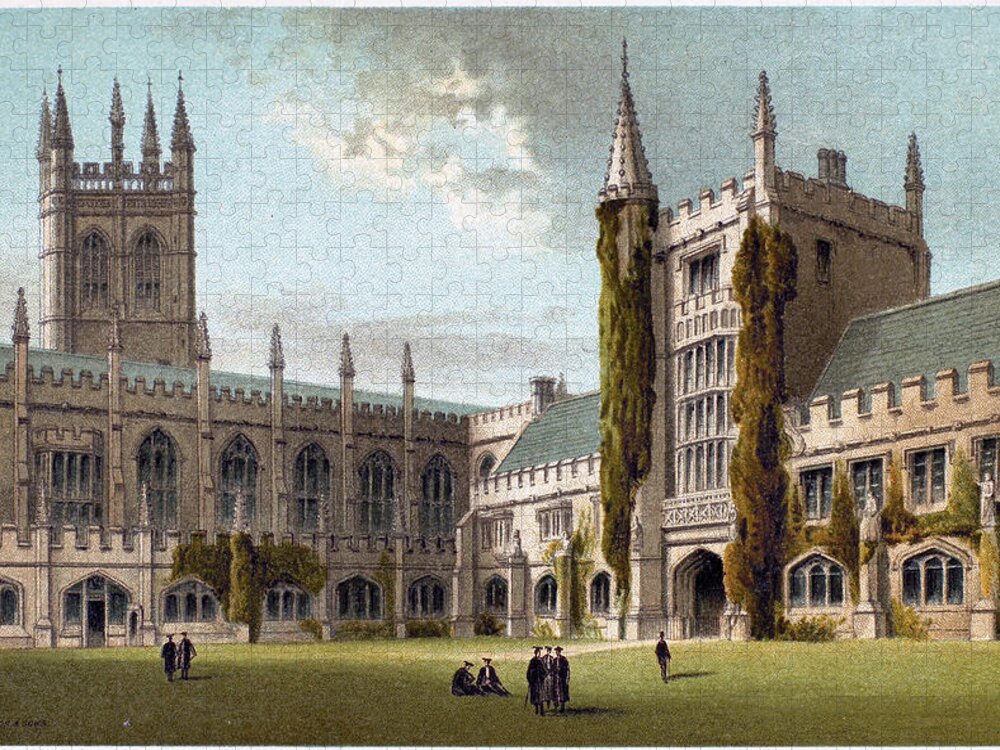 1885 Jigsaw Puzzle featuring the drawing Oxford Magdalen College #3 by Granger