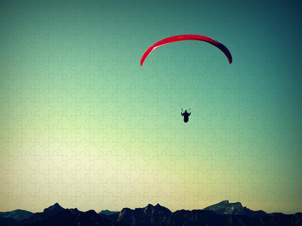 Paraglider Jigsaw Puzzle featuring the photograph Paraglider #2 by Chevy Fleet