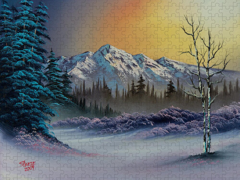 Landscape Jigsaw Puzzle featuring the painting Frosty Enchantment by Chris Steele