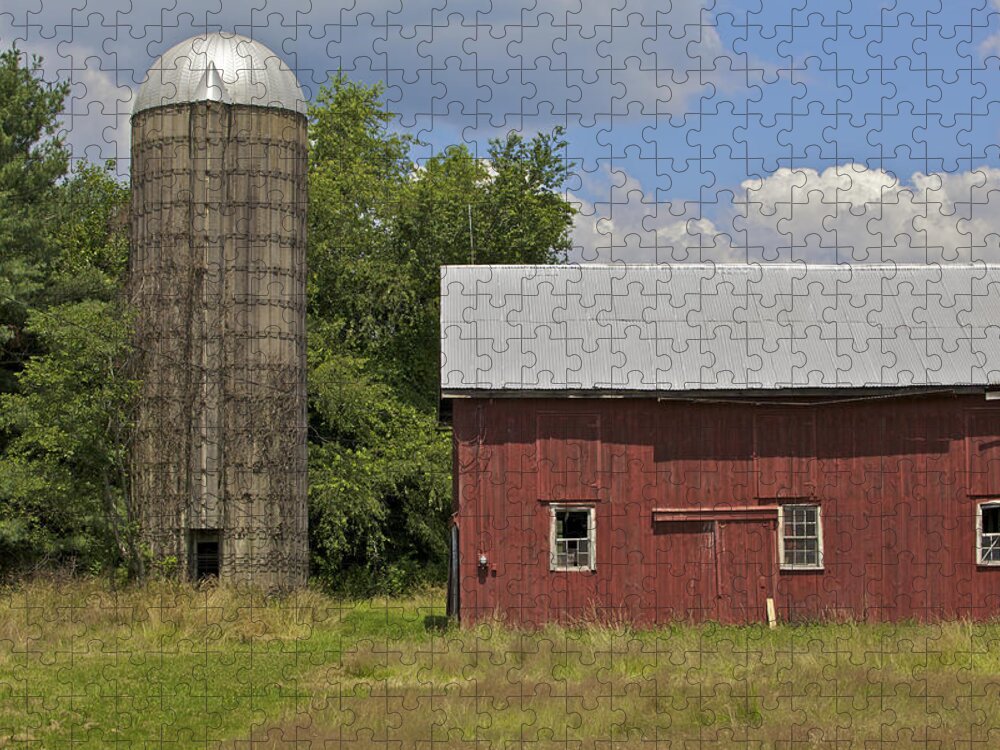 Barn Jigsaw Puzzle featuring the photograph Red Weathered Farm Barn of New Jersey by David Letts