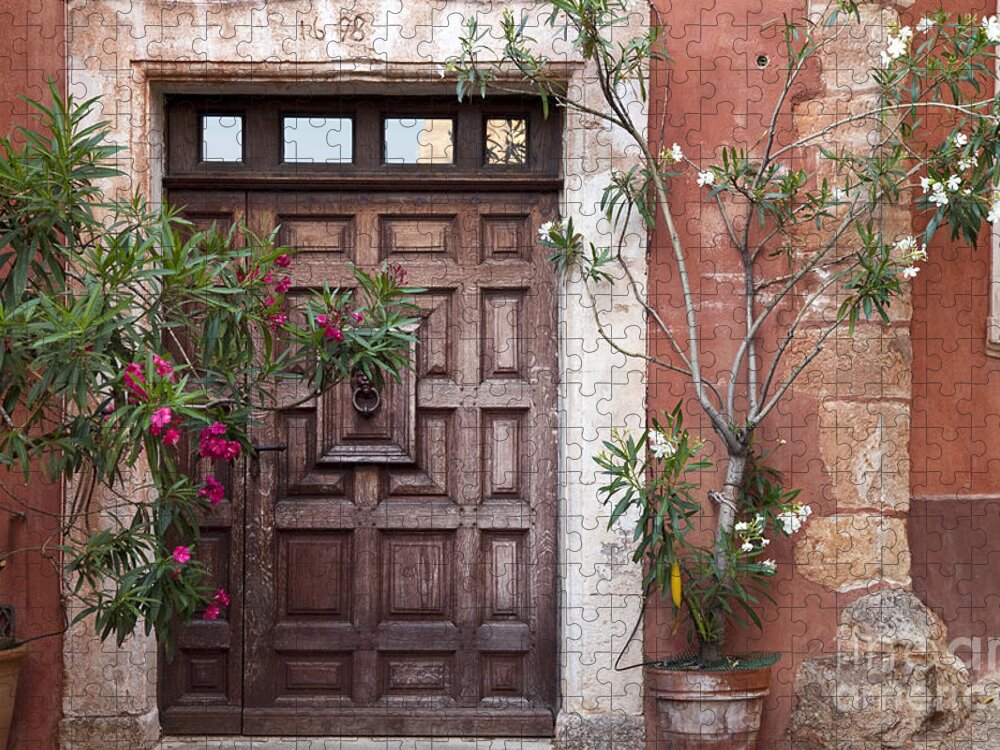 Wood Jigsaw Puzzle featuring the photograph Roussillon Door #2 by Brian Jannsen