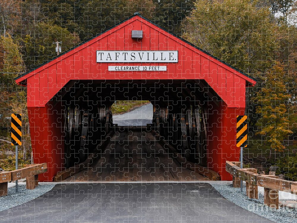 Bridge Jigsaw Puzzle featuring the photograph Taftsville Covered Bridge Vermont 2 by Edward Fielding