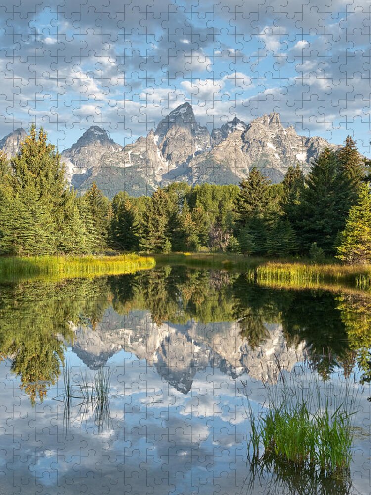 Awe Jigsaw Puzzle featuring the photograph Teton Range Reflected in the Snake River by Jeff Goulden