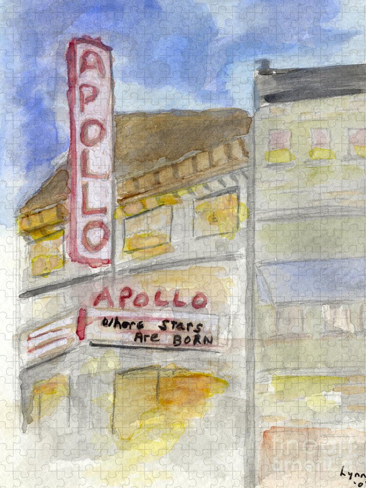 The Apollo Theatre Jigsaw Puzzle featuring the painting The Apollo Theatre by AFineLyne