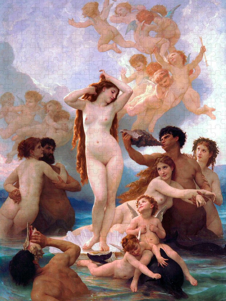 The Birth Of Venus Jigsaw Puzzle featuring the painting The Birth of Venus #4 by William-Adolphe Bouguereau