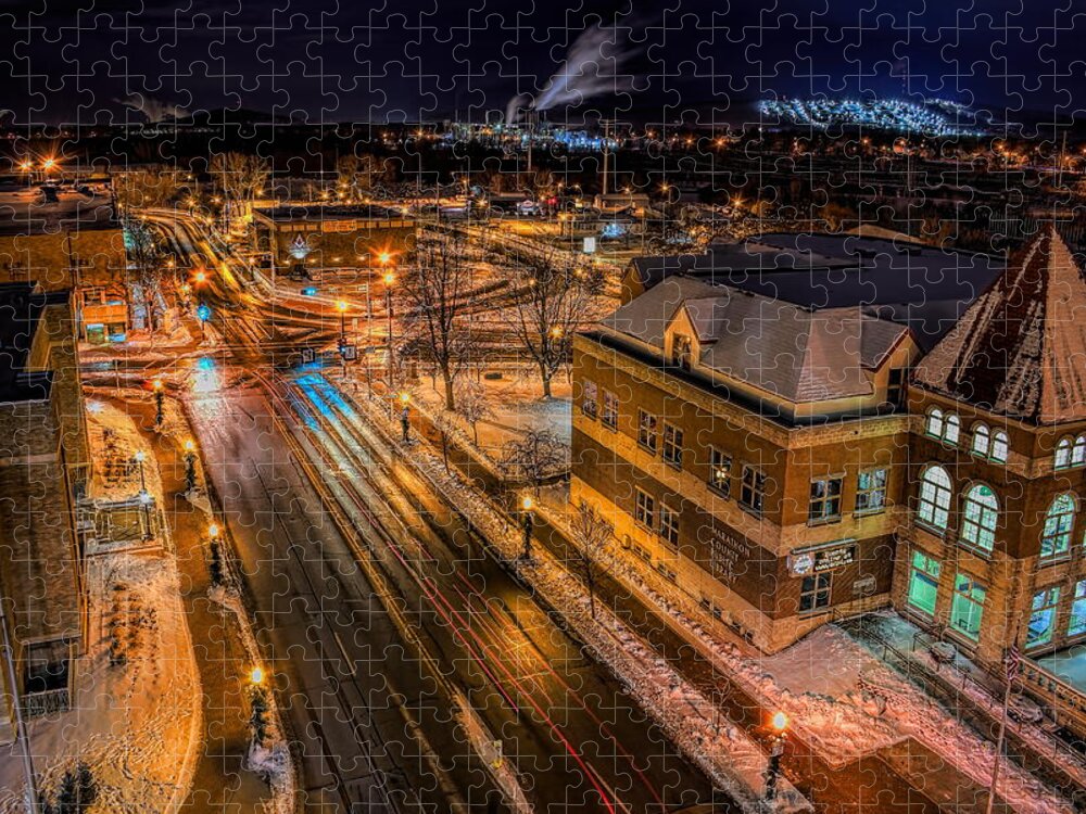 Wausau Jigsaw Puzzle featuring the photograph Wausau After Dark by Dale Kauzlaric
