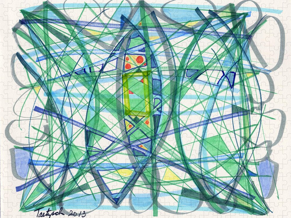 Abstract Jigsaw Puzzle featuring the drawing 2013 Abstract Drawing #23 by Lynne Taetzsch