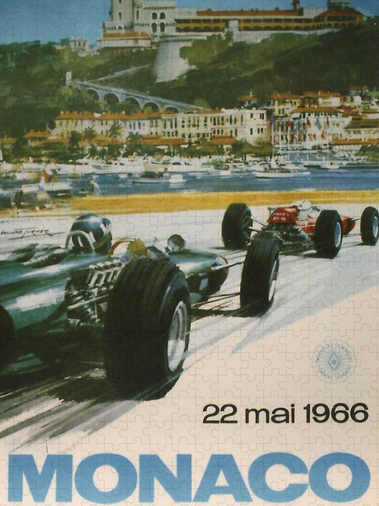 Monaco Grand Prix Jigsaw Puzzle featuring the digital art 24th Monaco Grand Prix 1966 by Georgia Fowler