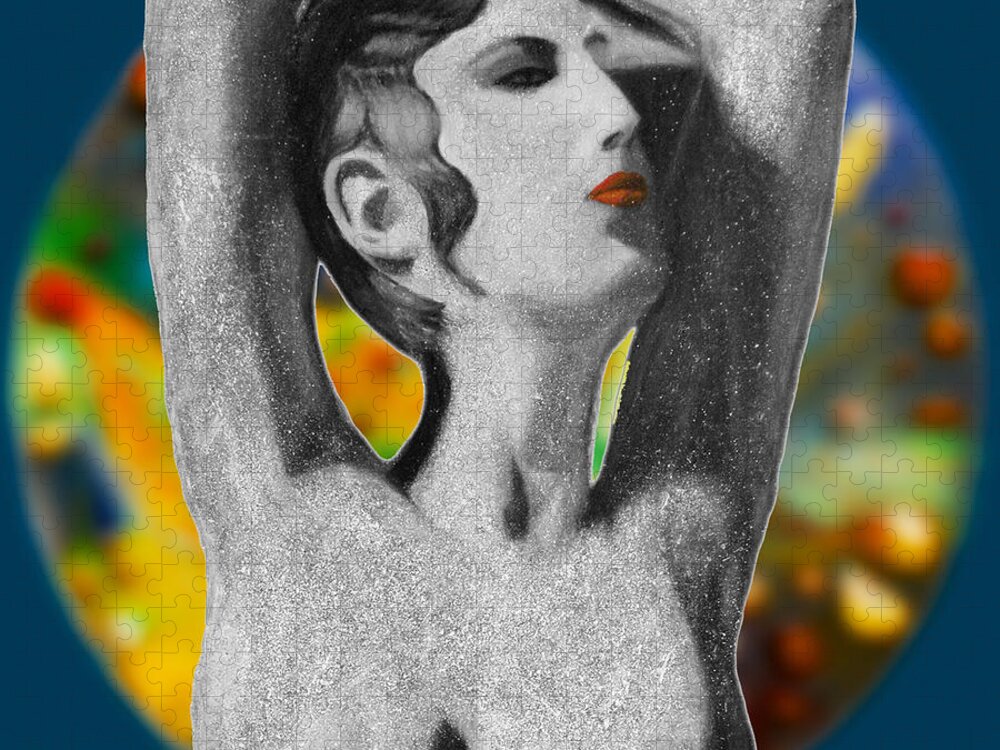 Augusta Stylianou Jigsaw Puzzle featuring the digital art Aphrodite and Cyprus Map by Augusta Stylianou