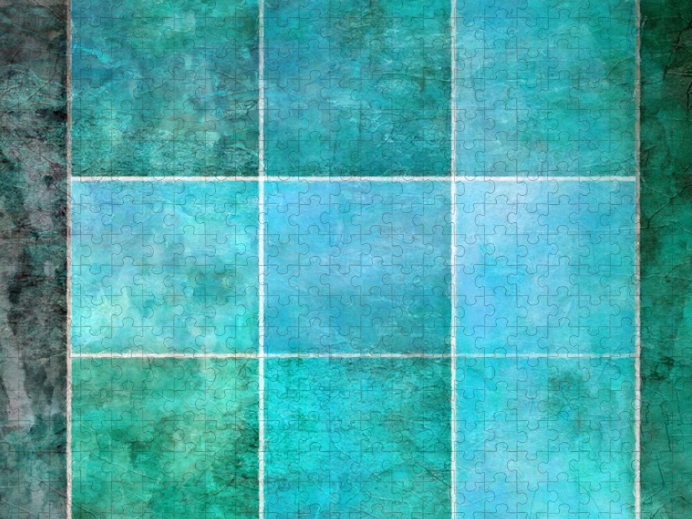 Abstract Ocean Jigsaw Puzzle featuring the mixed media 3 By 3 Ocean by Angelina Tamez