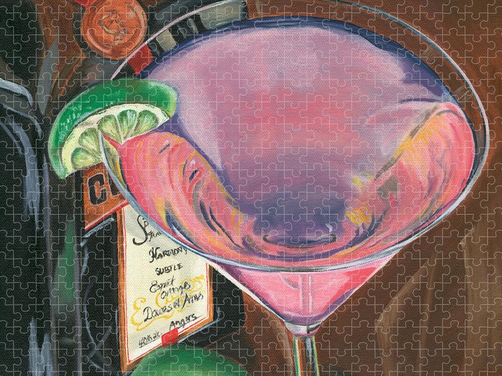 Martini Jigsaw Puzzle featuring the painting Cosmo Martini by Debbie DeWitt