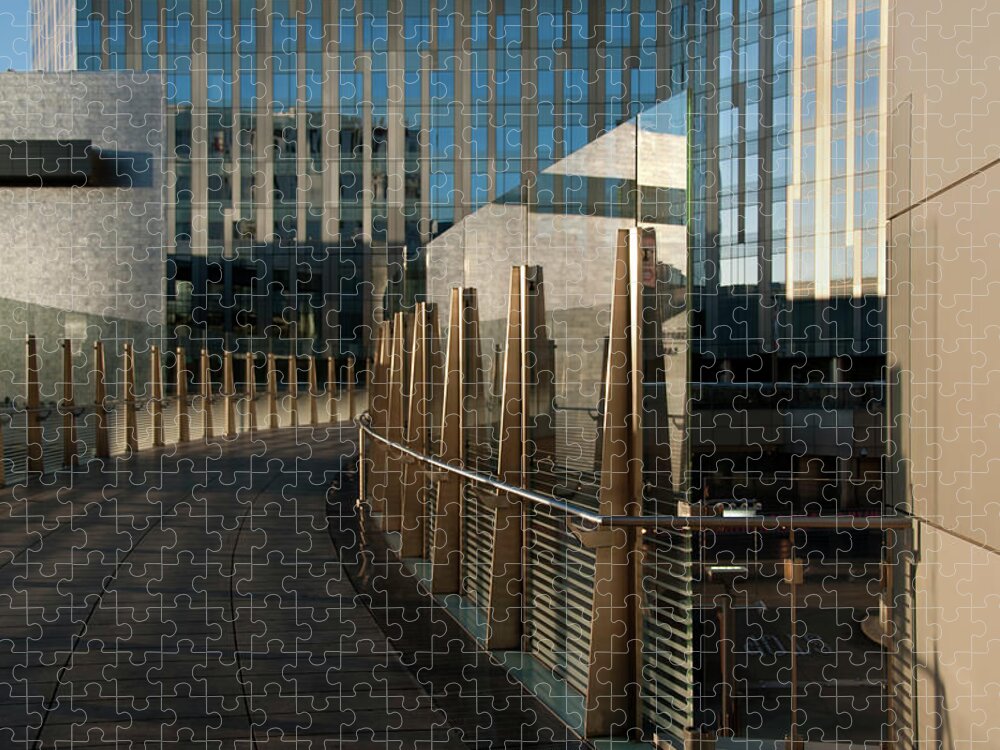 Curve Jigsaw Puzzle featuring the photograph Las Vegas City Center Reflections And #3 by Mitch Diamond