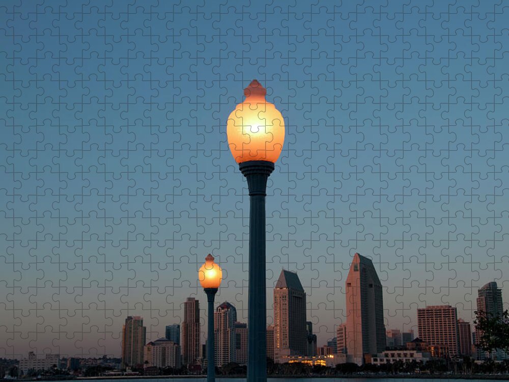 Tranquility Jigsaw Puzzle featuring the photograph San Diego Skyline #3 by Mitch Diamond