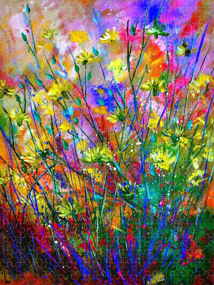 Flowers Jigsaw Puzzle featuring the painting Wild Flowers by Pol Ledent