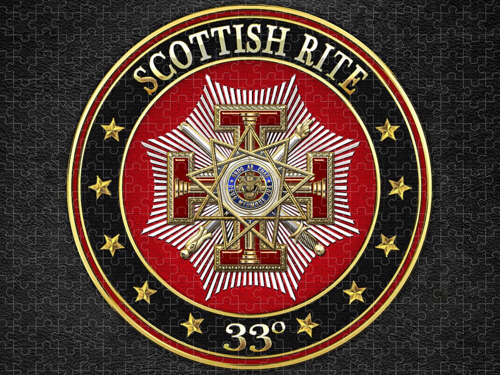 'scottish Rite' Collection By Serge Averbukh Jigsaw Puzzle featuring the digital art 33rd Degree - Inspector General Jewel on Black Leather by Serge Averbukh
