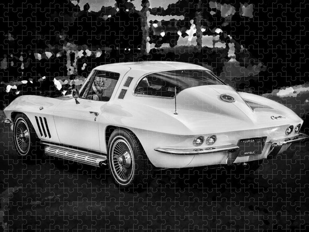 1965 Jigsaw Puzzle featuring the photograph 1965 Chevrolet Corvette Sting Ray Coupe BW #6 by Rich Franco